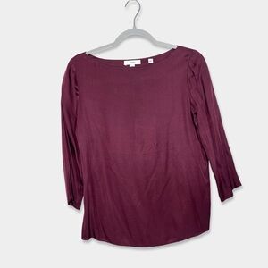 VINCE. Blouse Size S Rust/Reddish Color Silk Blend 3/4 Sleeve Boat Neck GUC